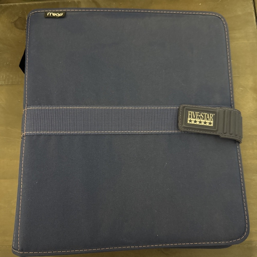 Vintage 1990s Mead Five-Star First Gear Navy Nylon 3 Ring Notebook